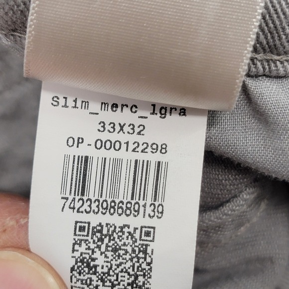 Mott Bow Mercer Jeans Mens 33x32 Gray Light Wash Slim Tapered Stretch Denim - Picture 10 of 14